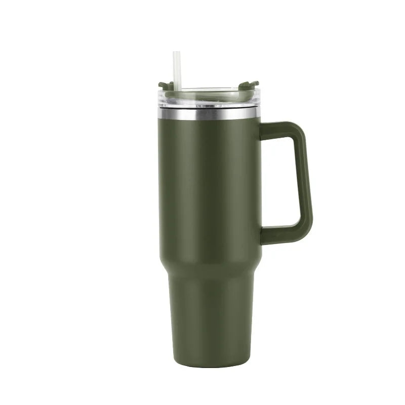 Hemasa 40oz Stainless Steel Insulated Water Bottle With Handle Drinking Cups Keeps Cold Tumbler With Lid Straw Mug for Summer Outdoor