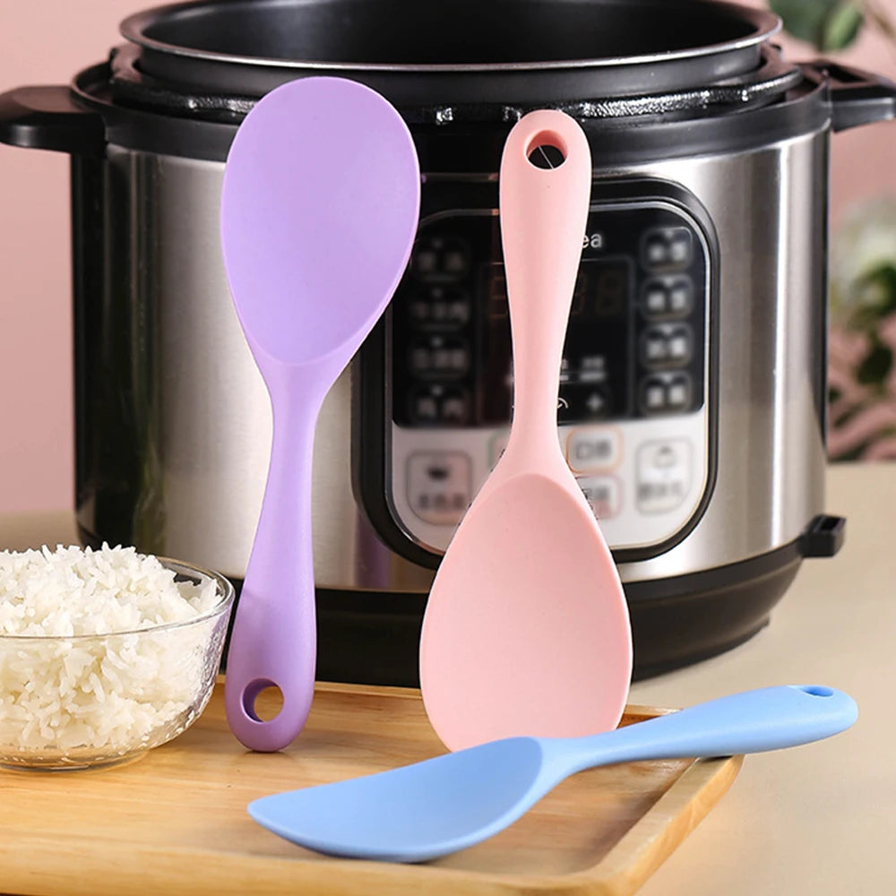 Hemasa 1PC Food Grade Silicone Rice Spoon Household non Stick Pot Cooking Spoon High-temperature Resistant Kitchen Tools