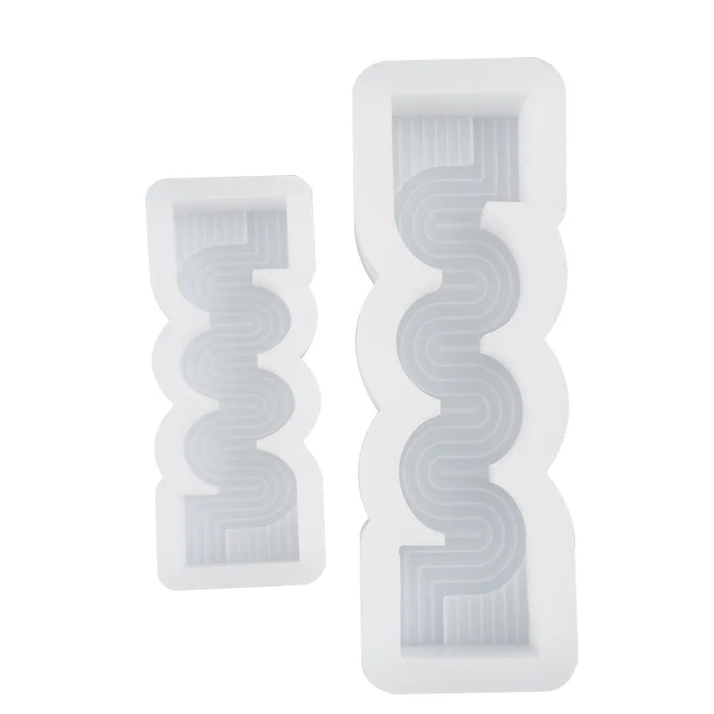 Hemasa 3D Geometric Wave Stripe Shaped Candle Mold / Aromatherapy Gypsum Soap Resin Crafts Silicone Mold DIY Handmade