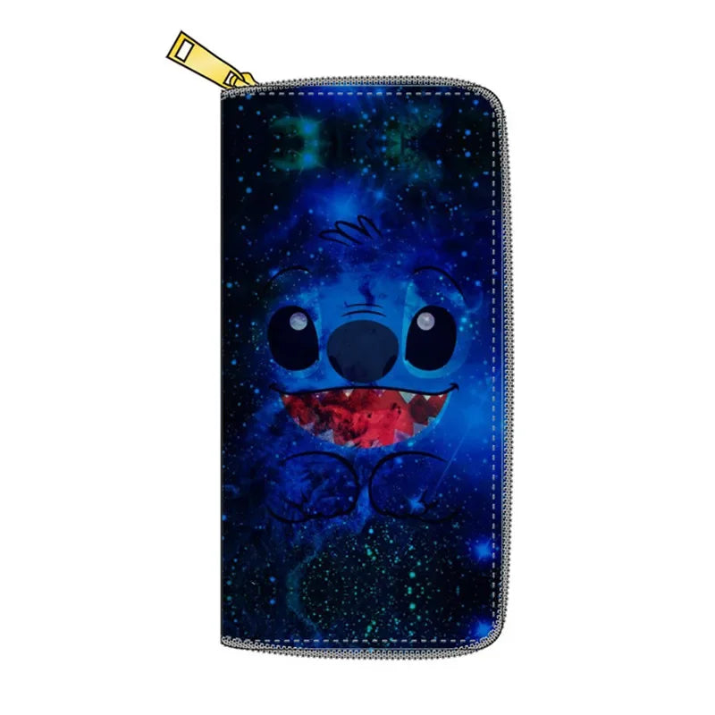 New Disney Fashion Women's  Wallet Stitch Cute Anime Wallet Boys Girls Coin Purse PU Long Zipper Card Holder Clutch Kids Gifts