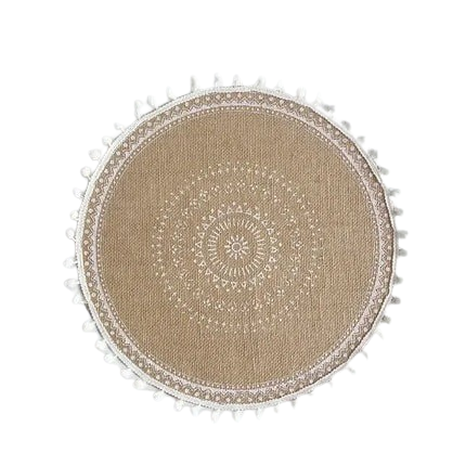 Hemsa 4pcs Bohemian Round Insulated Coaster  with Tassels