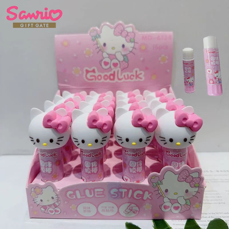 16pcs Sanrio Solid Glue Kawaii Hello Kitty Kuromi Student Stationery Kids Anime School Supplies Wholesale Glue Stick Kids Gift