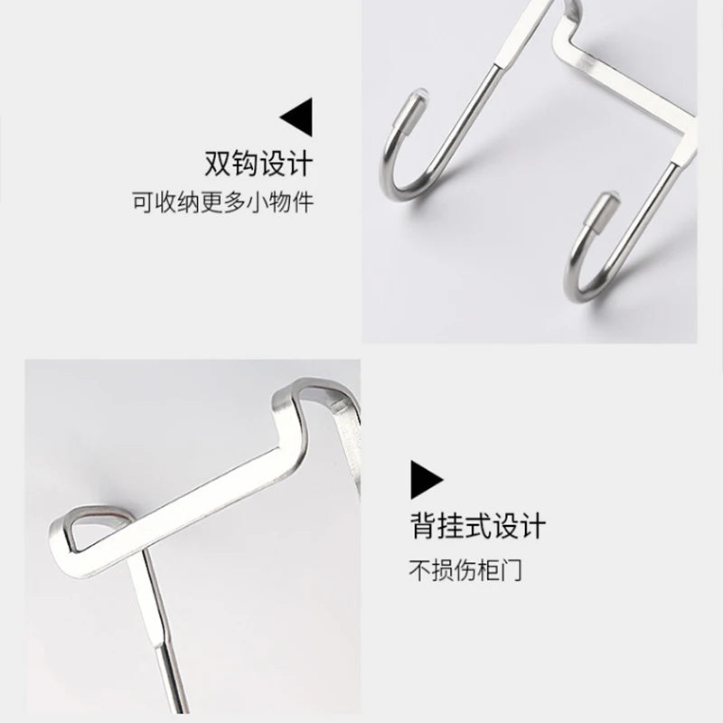 Hemasa 4pcs Stainless Steel Kitchen Bathroom Cabinet Door Coat Towel Rack S-Shape Cabinet Storage Rack Bathrobe Hanger Holder Hooks