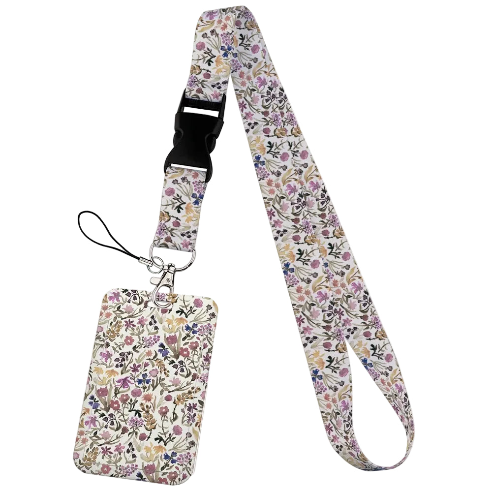 Tejesa  Flower design Lanyard Business Credit Card Holder/ Neck Strap Keychain Hang Rope ID Badge Holder