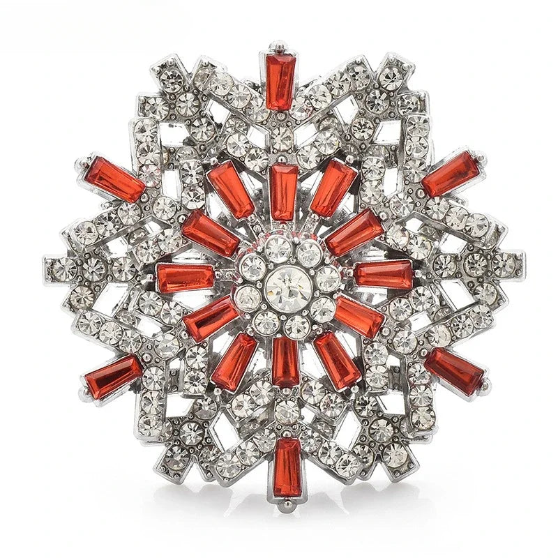Exaggerated Rotatable Christmas Snowflake Brooches Pins for Women Unisex 6-color Winter Flowers New Year Party Brooch Gifts