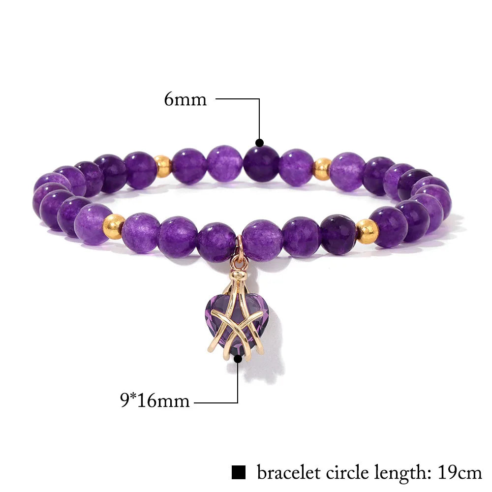 Hemasa  Stone Beads Stretchbale with Heart Shape Pendent Bracelet