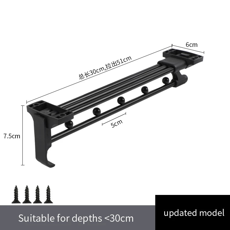 Hemasa  Closet Top Telescopic Storage Rods Closet Interior Pants Clothes Organizer Partition Hangers