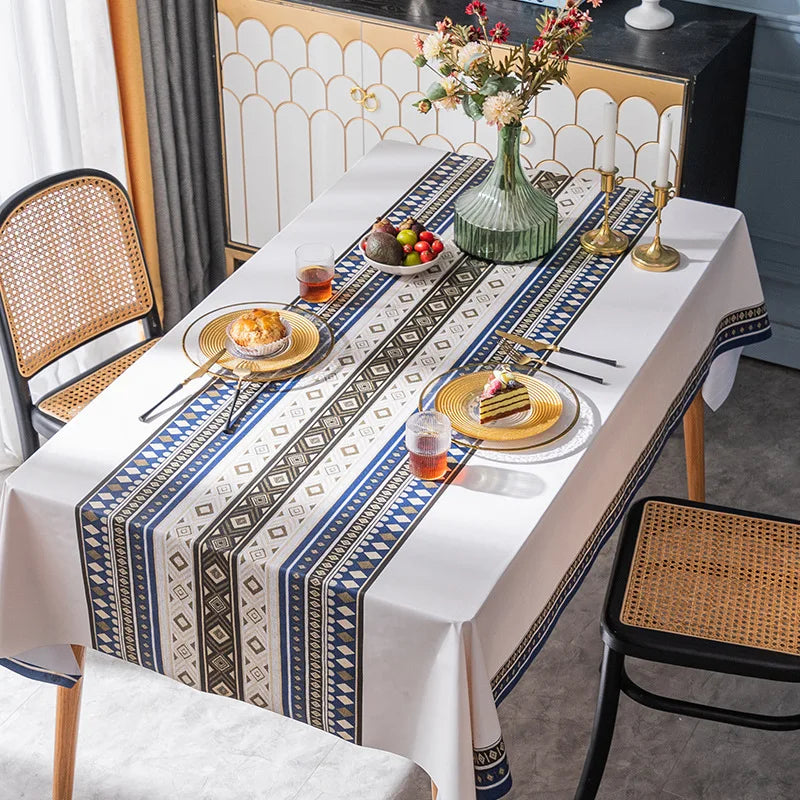 XZ0037 Tablecloth waterproof and heat-resistant PVC coffee table mat rectangular household thick dining table cloth tablecloth