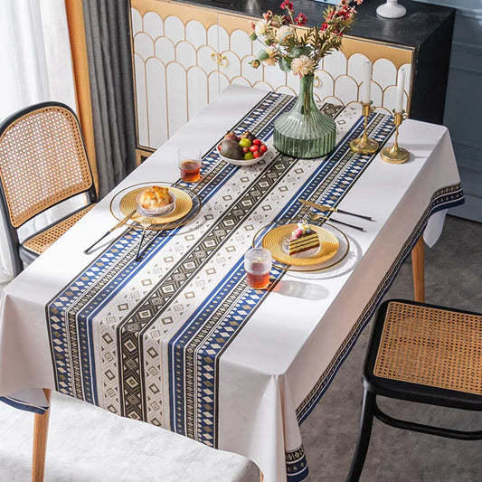 XZ0037 Tablecloth waterproof and heat-resistant PVC coffee table mat rectangular household thick dining table cloth tablecloth