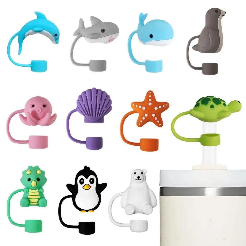 Hemasa 1PC Creative Reusable Silicone Straw Plug  / Drinking Dust Cap Dust-proof Straw  cups