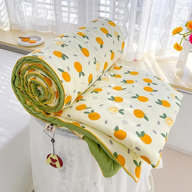Quilt Double Layer Yarn Soybean Fiber Mother And Baby Grade Soft Glutinous Summer Cool Quilt Comfortable Breathable Home Textile