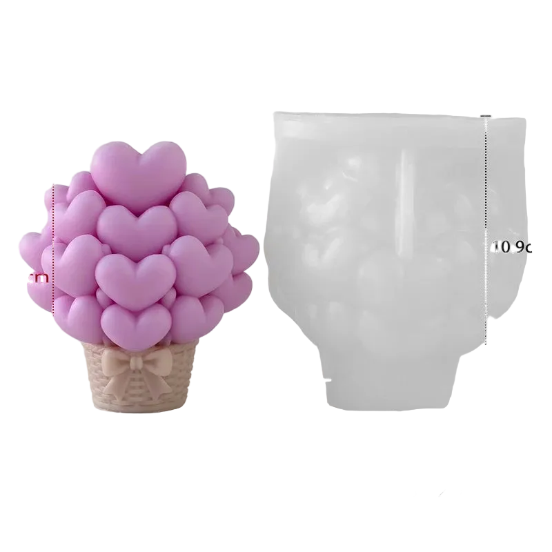 Hemasa  Basket Form Stacking Hearts Silicone Mold Valentine's Day Handmade Gifts Aroma Candle Molds Love Cylinder Candle Mould