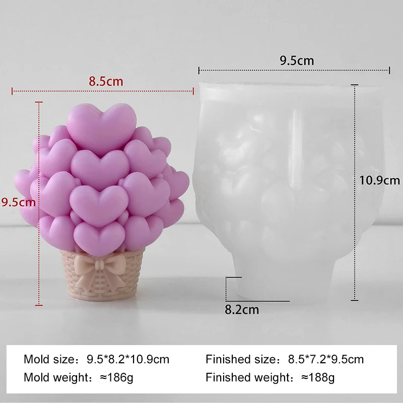 Hemasa  Basket Form Stacking Hearts Silicone Mold Valentine's Day Handmade Gifts Aroma Candle Molds Love Cylinder Candle Mould