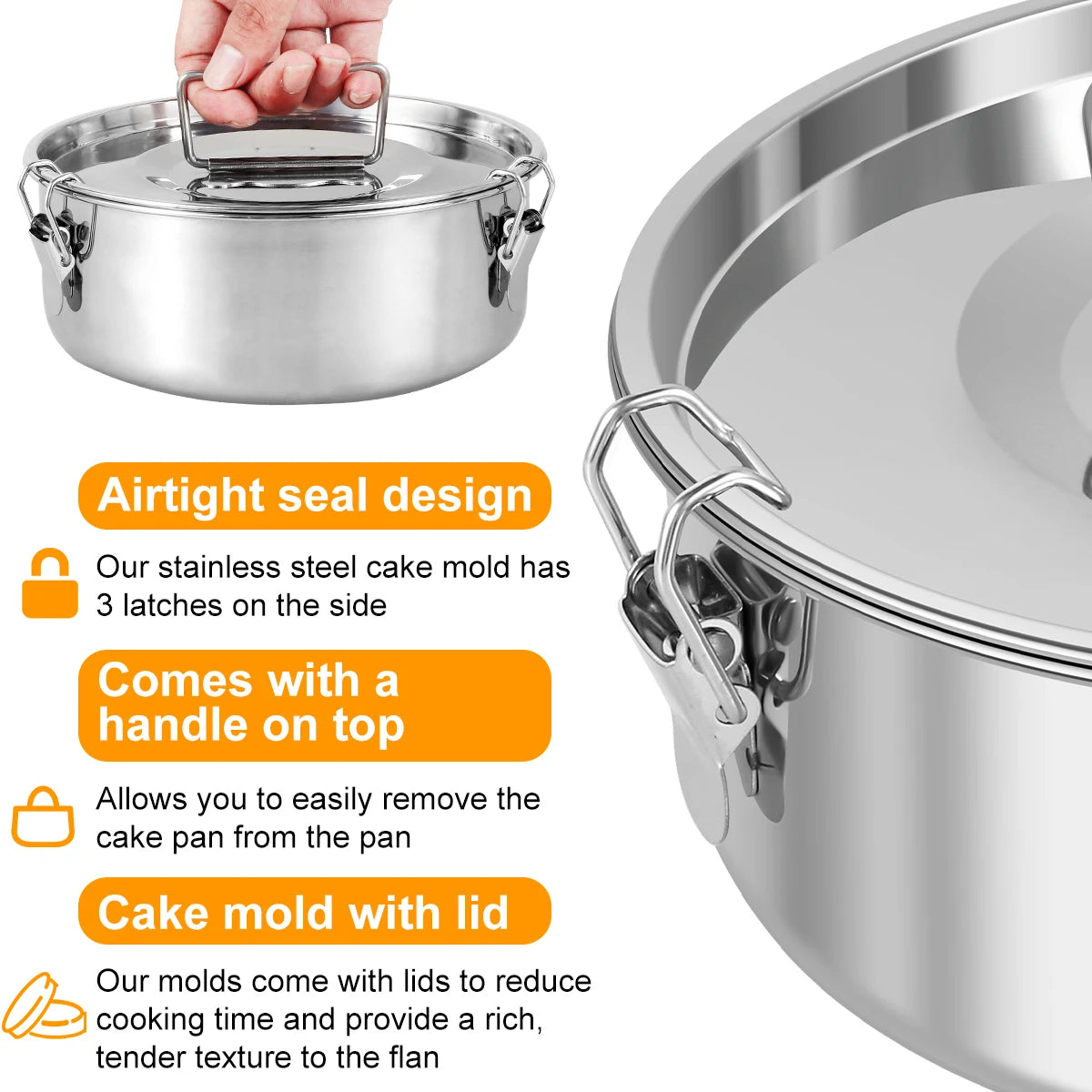 Tejesa 2/1 Tier Flan Pan Mold Breakfast Steamer Cake Baking Flan Pot for Chocolate Cupcake Pudding Large Capacity Lunch Box Dough Bowl