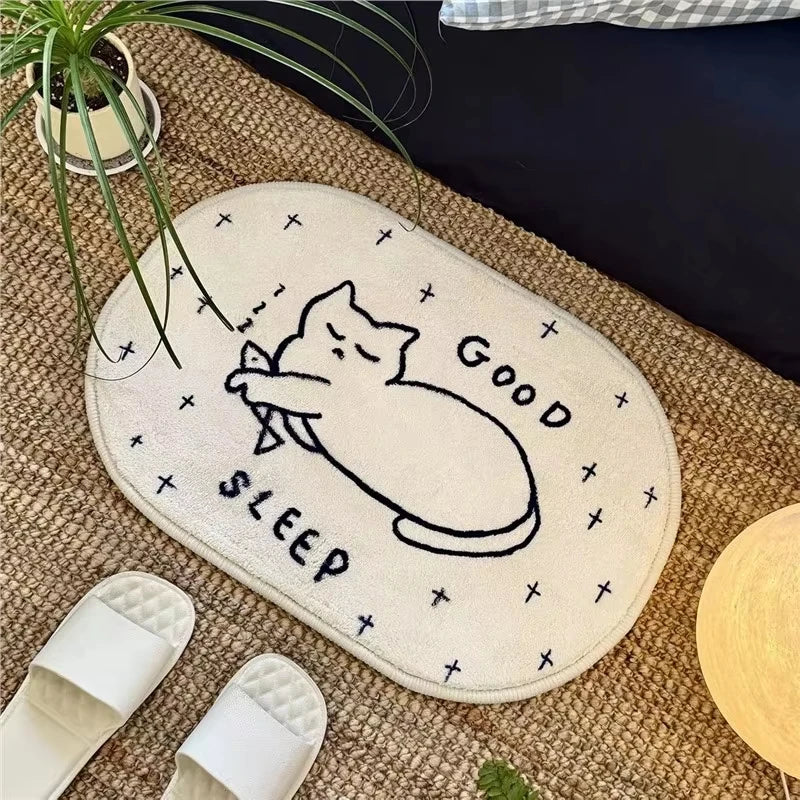 VIKAMA Cartoon-Printed Simple Pattern Carpet Non-Slip Absorbent Doormat Rug For Bedroom Carpet For Live Room Bathroom Mat Home D