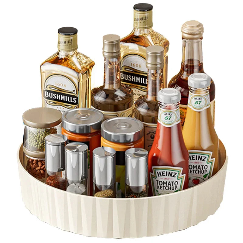Hemasa Rotating Tray Spice Rack Pantry Cabinet Turntable With Base Storage Bin Kitchen Organizer For Seasoning Cosmetic Storage Box