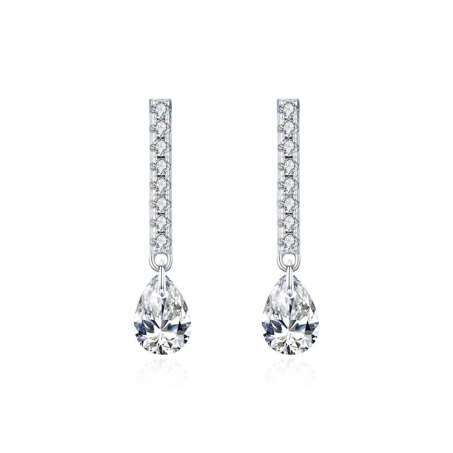 MODIAN 925 Sterling Silver Stunning Water Drop Zircon Stick Stud Earrings For Women Party Stackable Fine Jewelry