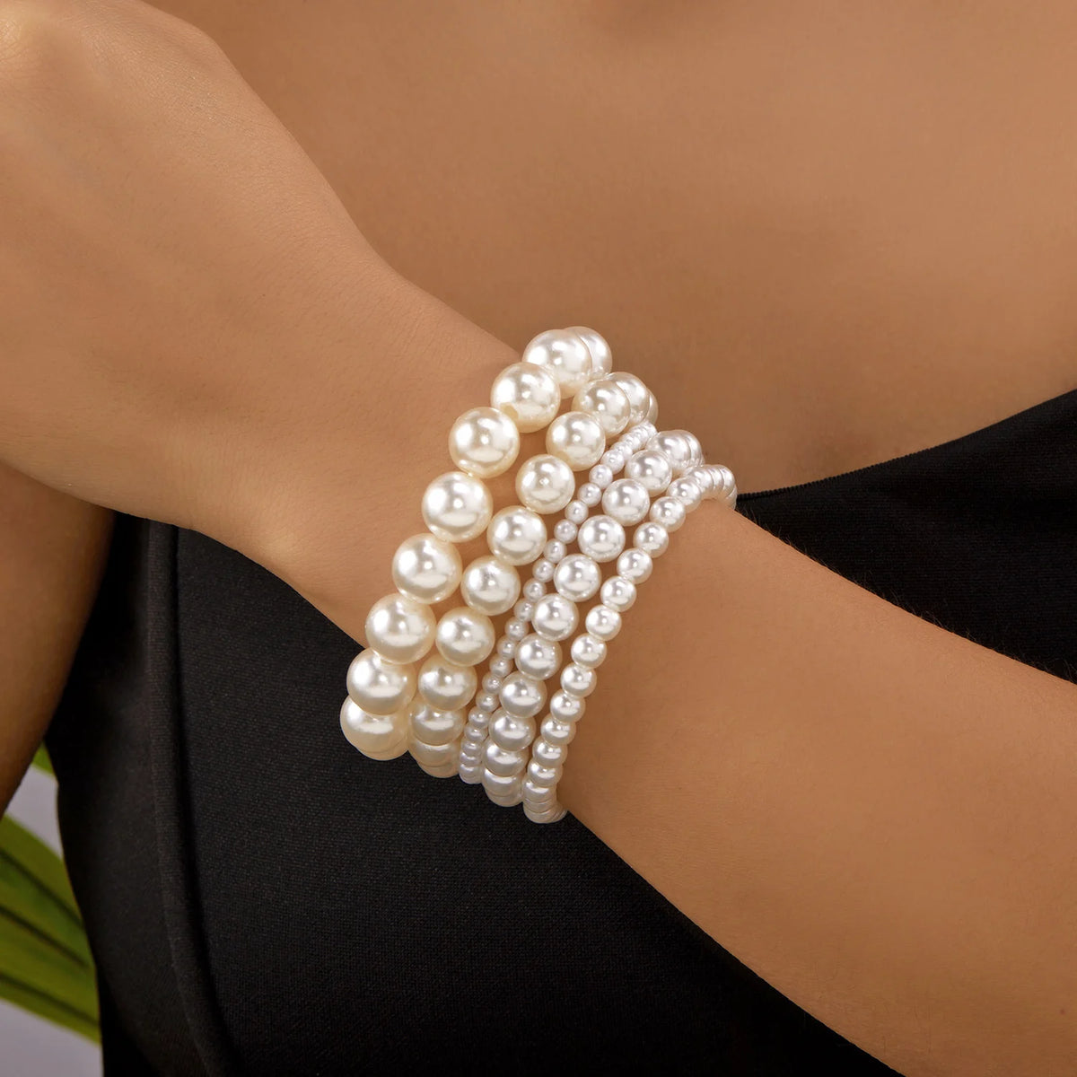 New Romantic Multi-layer Imitation Pearl Bracelet Fashion Elegant Beaded Stackable Bracelet For Women Wedding Party Jewelry Gift