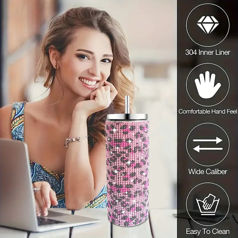 Hemasa 500ml Shiny Stainless Steel Bottles Vacuum Flasks Bling Drink Water Bottle Insulated Cup Travel For Gift