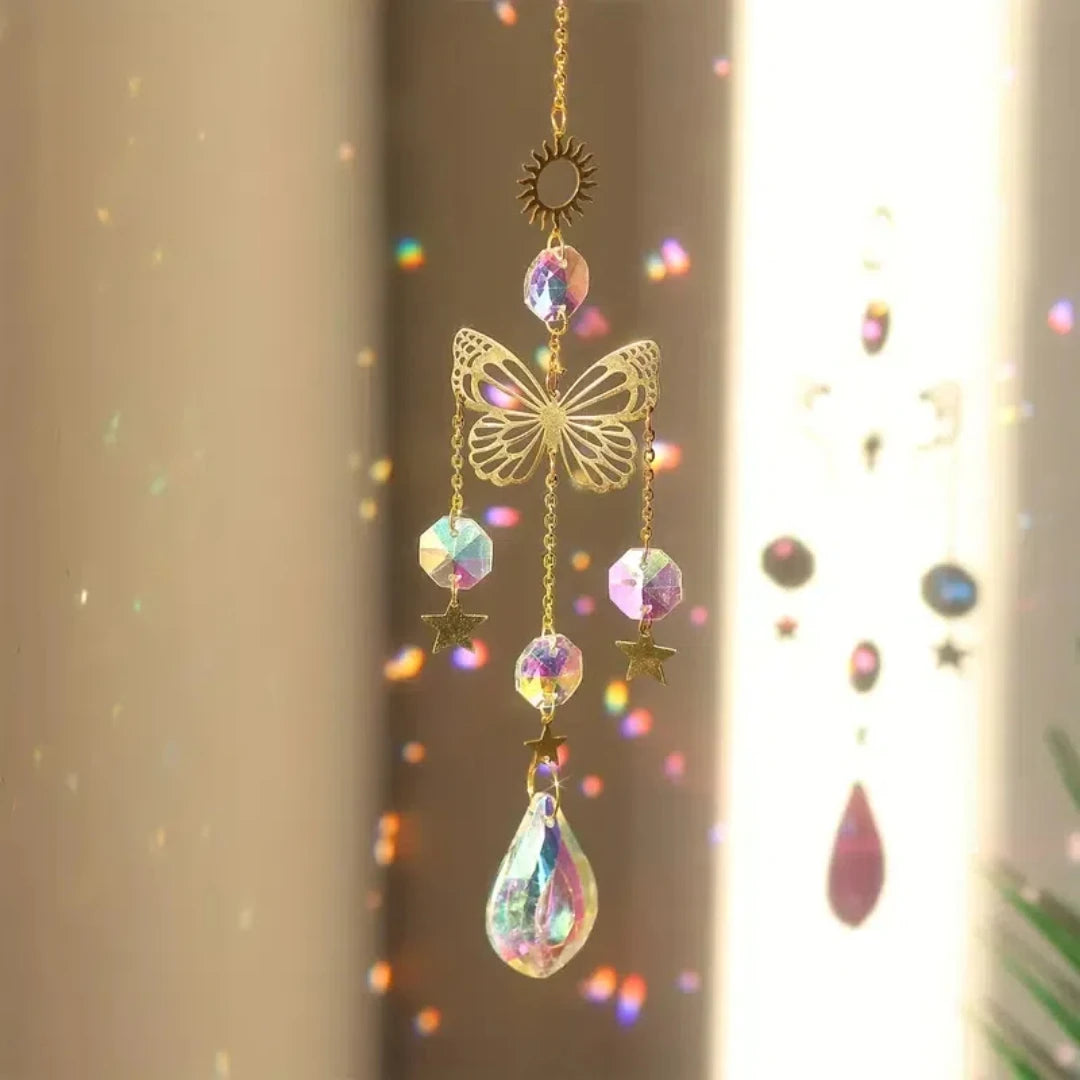 Hemasa  Butterfly Crystal Sun Catcher - Glass prism reflecting lights for home , garden and car decor