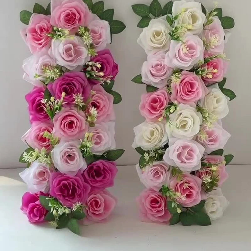 50cm Rose  Artificial Flower Row Wedding Decoration Flower Wall Backdrop Garland Home Party Decor Photo Props Background