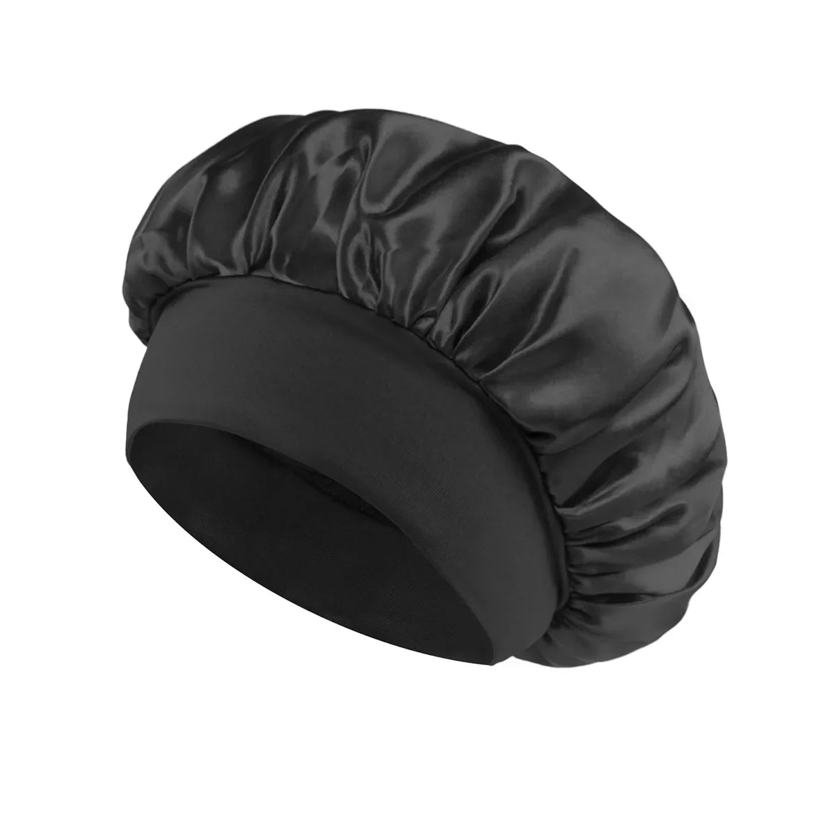 Hemasa Women Satin Bonnet Hair Bonnet for Sleeping Hair Care Silk Bonnets Solid Wide-brimmed Sleeping Hat with Elastic Soft Band