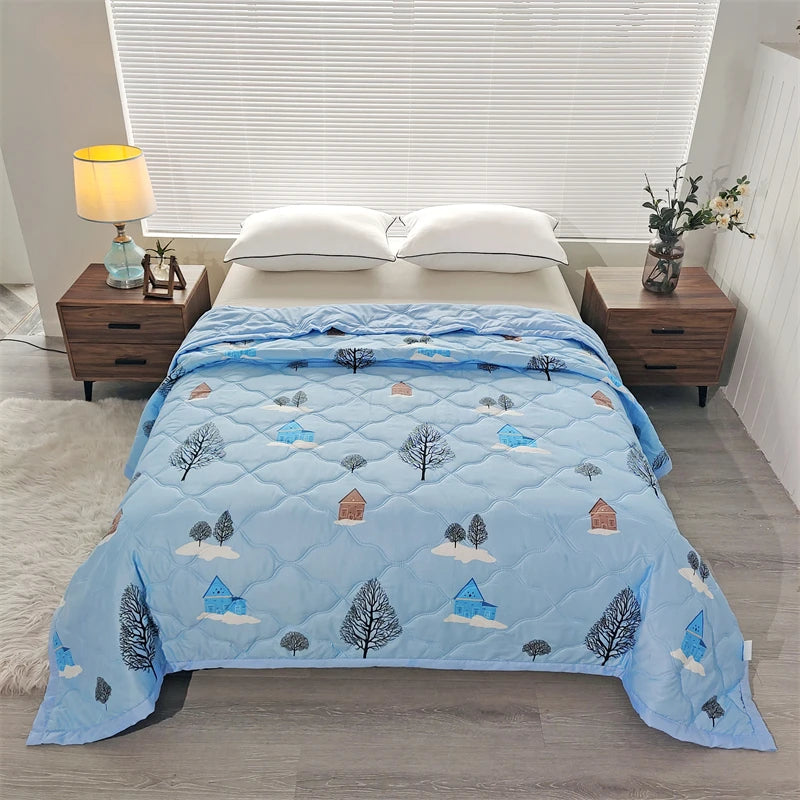 Hemasa Quilted summer single double bed light Printed quilt core Air conditioning quilting twin queen size duvet Thin plaid comforter