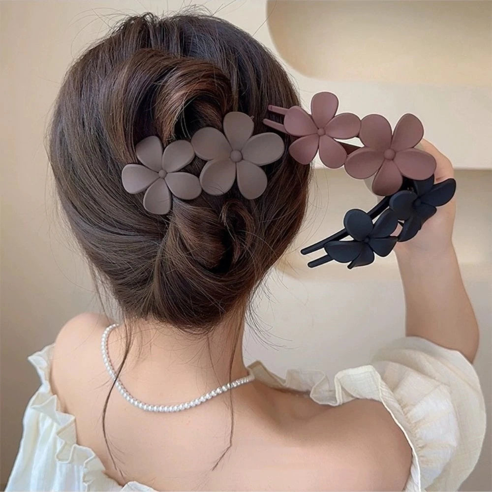 Hemasa 2Pcs Frosted Flower Hair Clip Claws Matte Hair Claw Clips For Women Girls Thin Thick Curly Hair Girls Kids Hair Accessories Barrettes