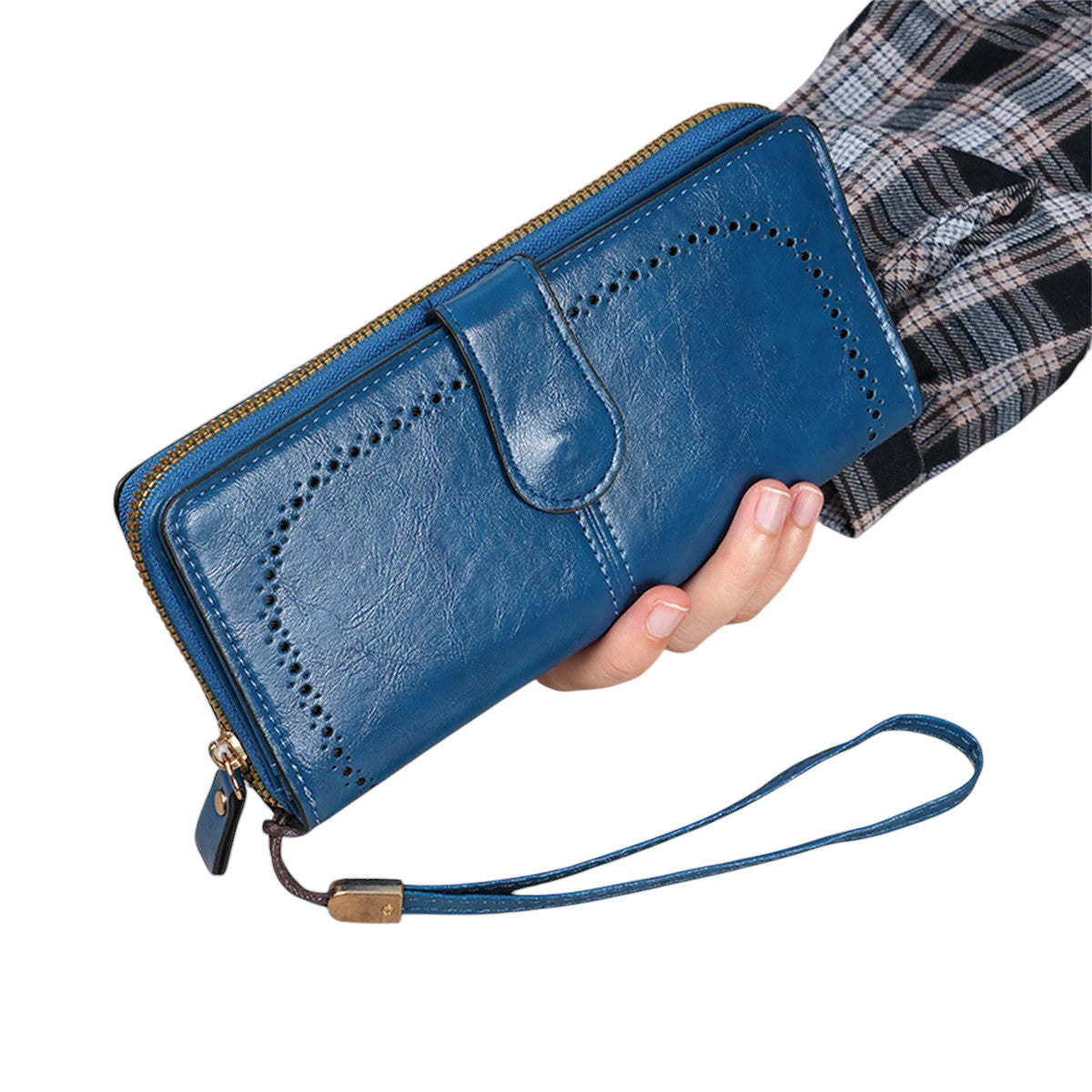 Hemasa Women's oil wax leather wallet / coin wallet Multi-function mobile phone bag multi-card bag