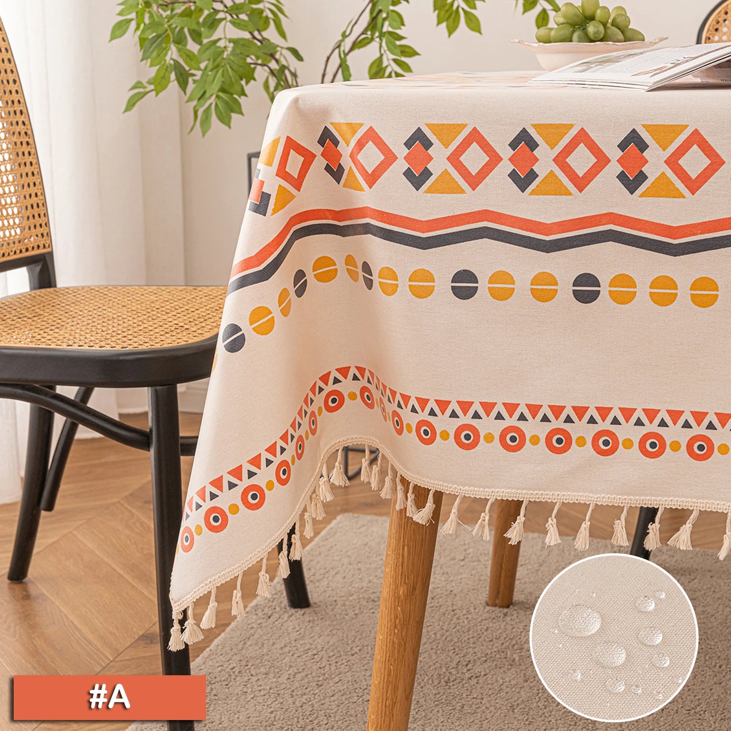 Tejesa  Cotton Linen  Tasse Waterproof Tablecloth /Patio/ Outdoor Wrinkle Free Table Protector Covers