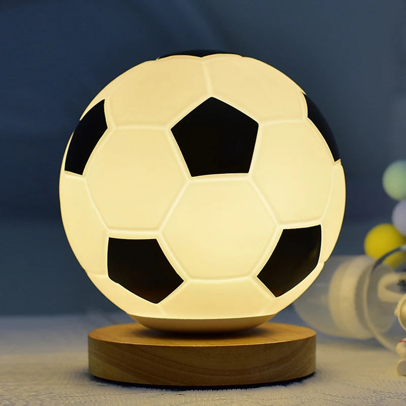 Hemasa Modern Glass Football Table Lamps for Living Room Bedroom Football Desk Lamp Children's Room Home Decor Led Night Light Fixtures