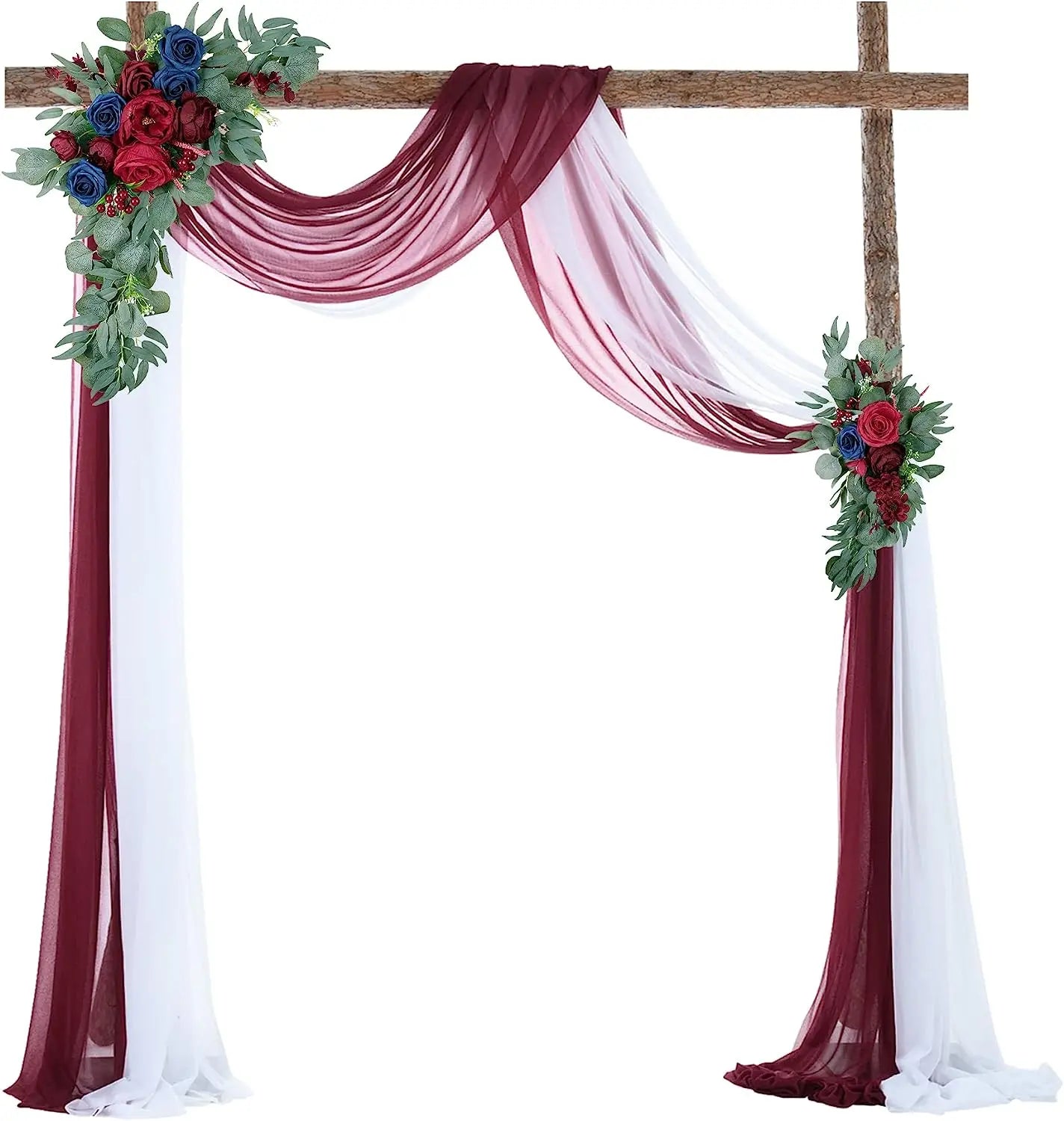 YeeNanee Deluxe Wedding Arch Flowers White Red Artificial Floral Swags for Country Wedding Ceremony Arbor Backdrop Decoration