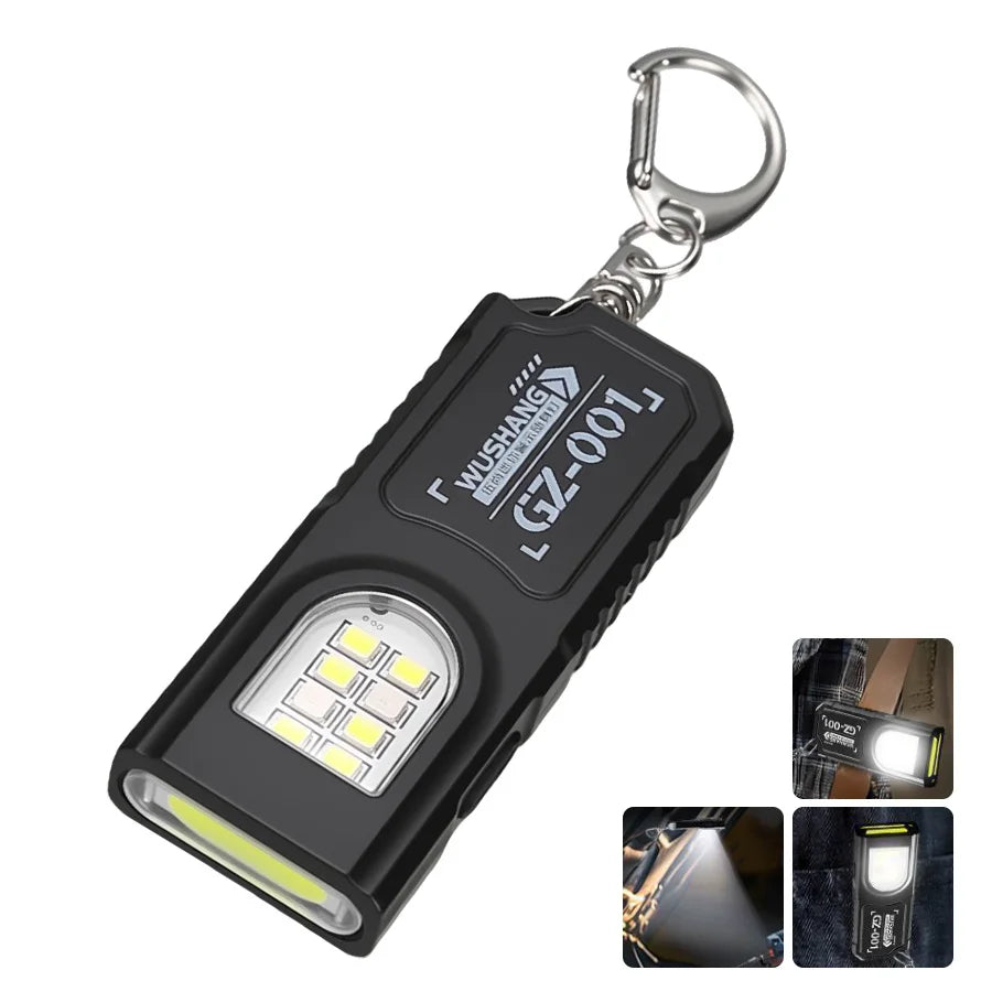 Hemasa LED COB Mini Flashlight USB Rechargeable Mini Torch Portable Working Light With Magnet Outdoor Emergency Hiking Fishing Lantern