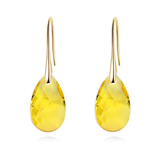 Korean Pear-shaped Drop Earrings Genuine Crystal from Austria Rhinestone Dangle for Women Party Silver Color Big Pendant Jewelry