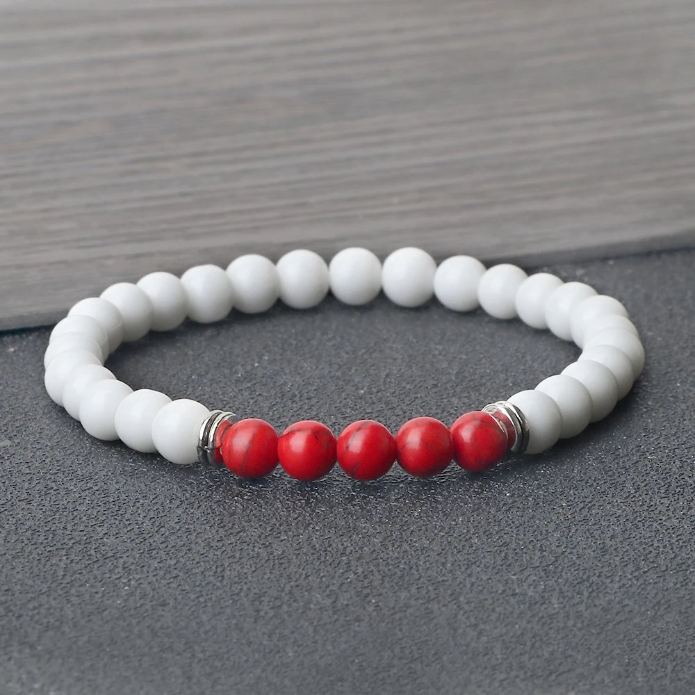 6MM Red Natural Stone Beads Prayer Bracelets For Women Men Tiger Eyes Lava Hematite Stretch Bracelets Couples Handmade Jewelry