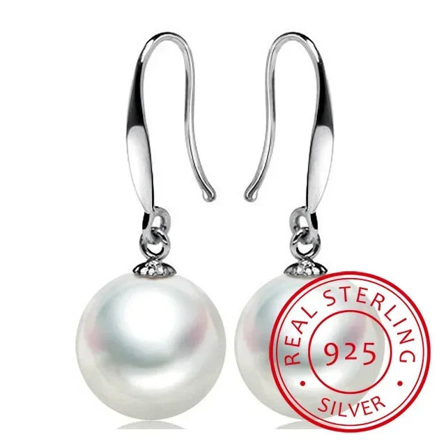 Hemasa  925 Sterling Silver Pearl Drop Earrings Jewelry for Woman/ Girl