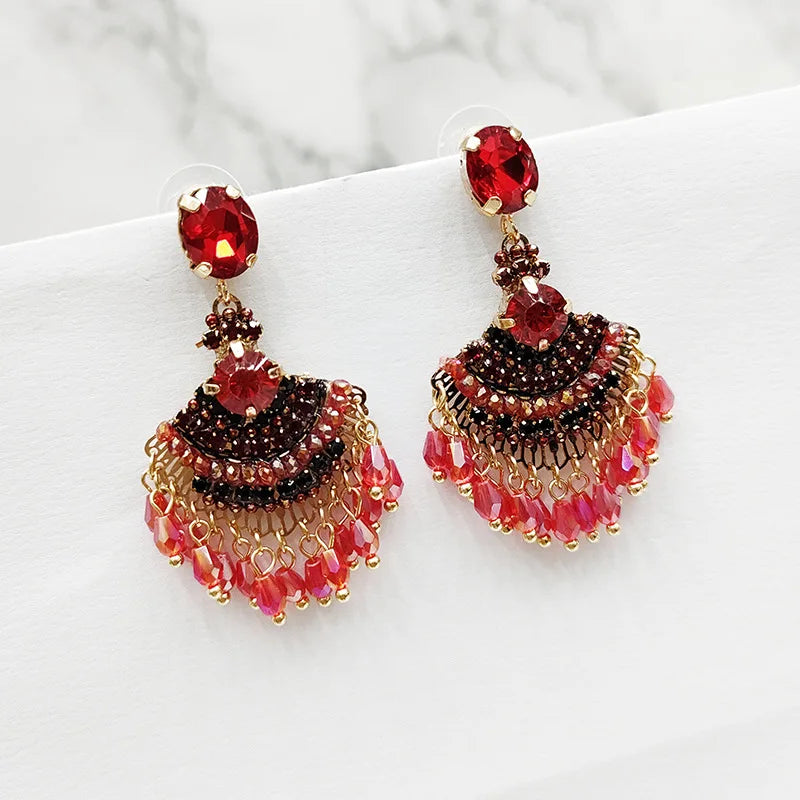 Hemasa Colorful Beaded  Long Earrings for Women