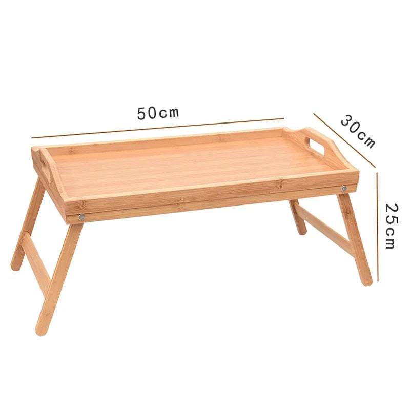 Hemasa Bamboo Bed Tray Table with Folding Legs Handle Foldable Serving Laptop Tray Snack Tray Breakfast Tray Bed Table Drawing Table