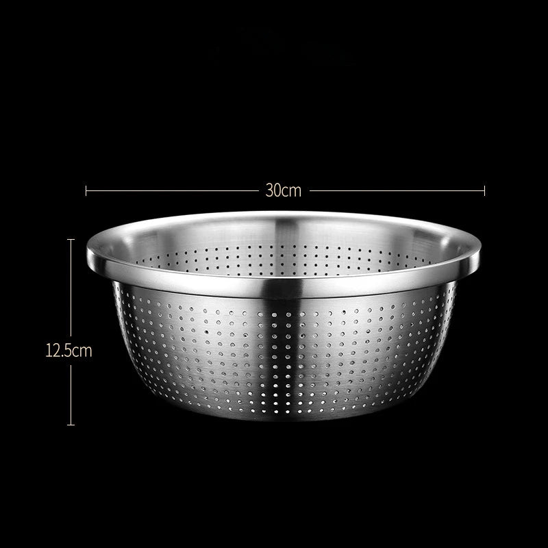 Hemasa Stainless Steel Drain Basket /Colander Round Rice Cleaning Sieve /Fruit Vegetable Washing Basin Strainer Filter