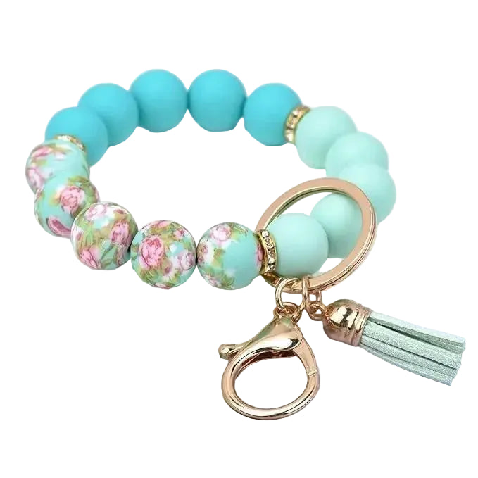 Hemasa Handmade Daisy Silicone Beads Bracelet Keychain /Anti-Lost Wallet Pendant Ring Holder