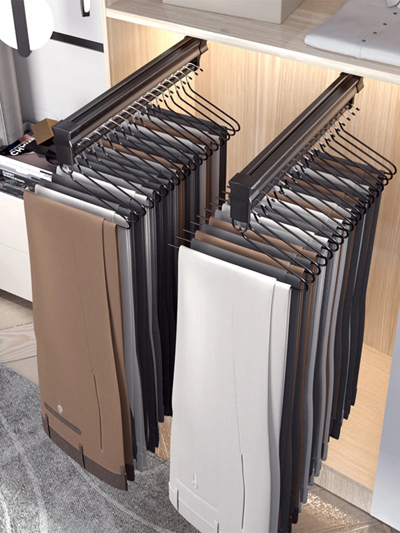 Hemasa Adjustable Wardrobe Clothing Rail Heavy Duty Pull-Out Closet Valet Rod 25CM Top Mount Wardrobe Hanger Rack Bar Ball Slide