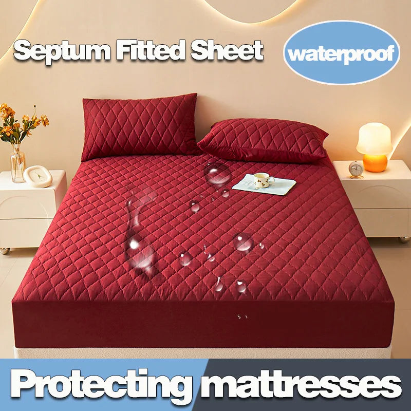 Anti-bacterial Fitted Sheet Waterproof Mattress Protector Queen King Quilted Thick Mattress Cover Bed Pad Cover( No Pillow case)
