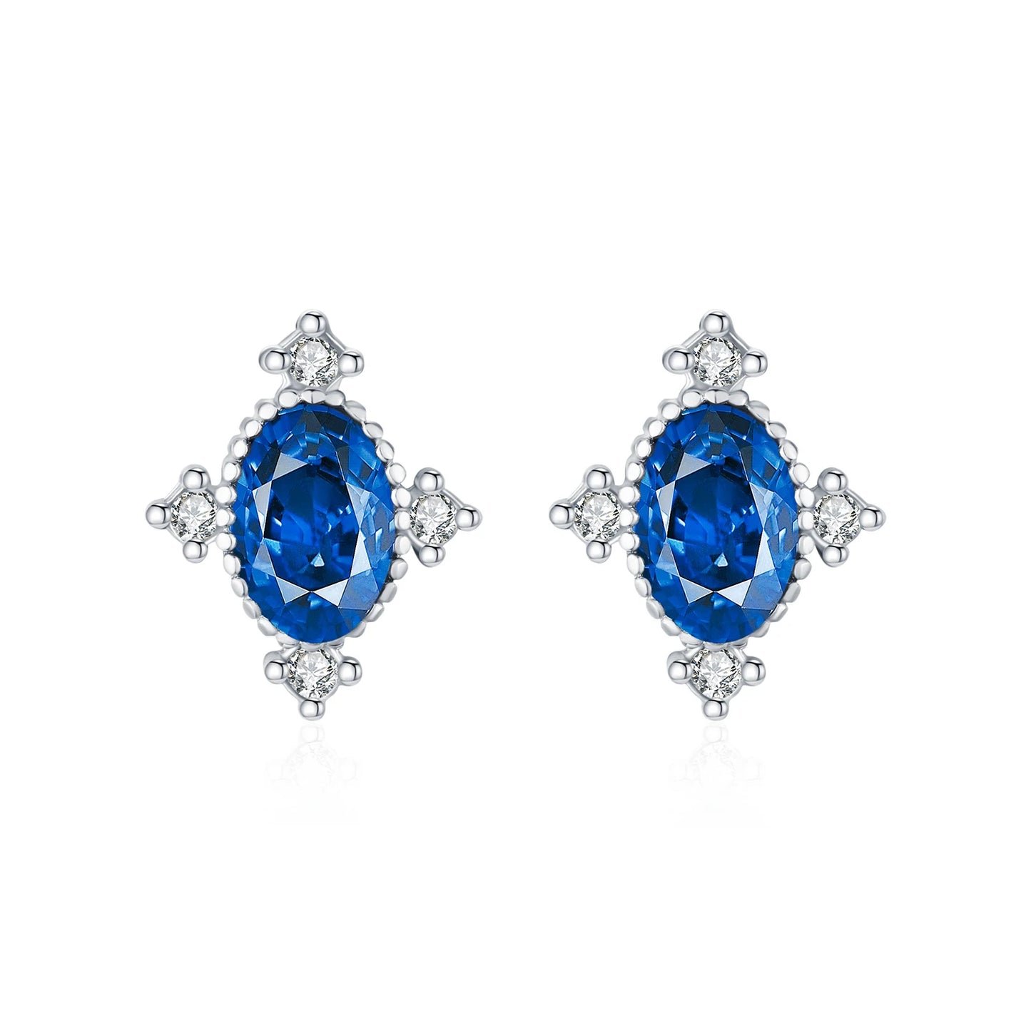 MODIAN 925 Sterling Silver Vintage Geometric Royal Crown Blue Zirconia Charming Stud Earrings For Women Party Fine Jewelry