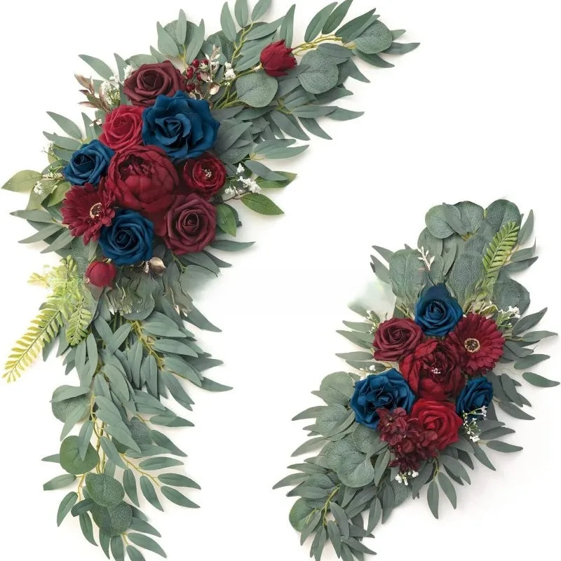 Tejesa Artificial Wedding Arch Flowers Kit Boho Dusty Rose Blue Eucalyptus Garland Drapes for Wedding Decorations Welcome Sign