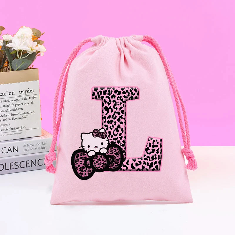 Sanrio Hello Kitty Drawstring Bagfor  Kids /Anime Letter Printed Bags Cookies Candy Storage Bag Wedding Jewelry Gift Bag
