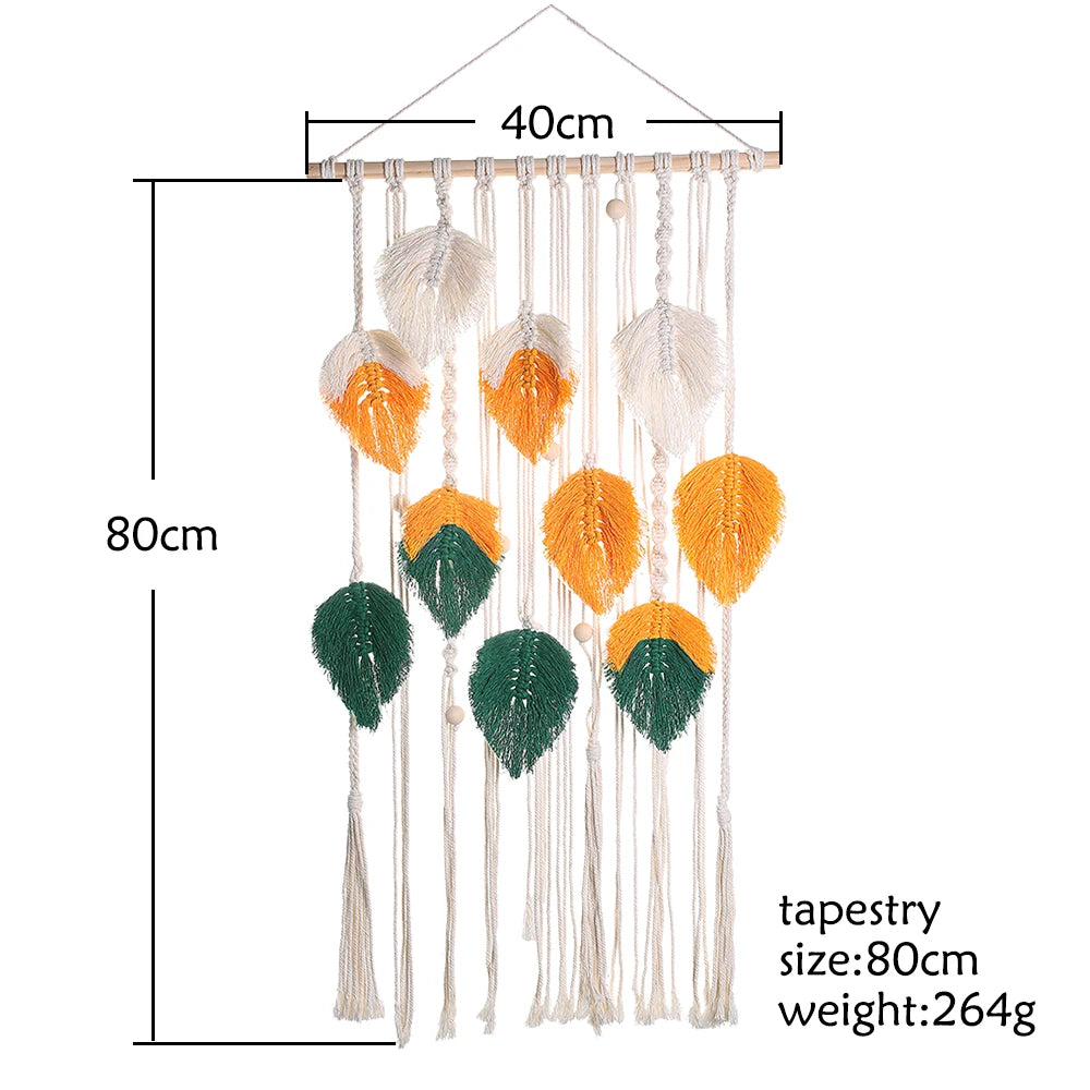 Wall Macrame Tapestry Leaf Bohemian Home Decor Woven Tassels Wall Hanging Nordic Home Decoration Living Room Decors Aesthetic