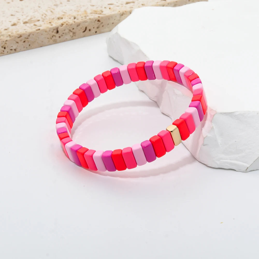 Tejesa  Pink Enamel Beaded Bangle Bracelets For Women /Girls