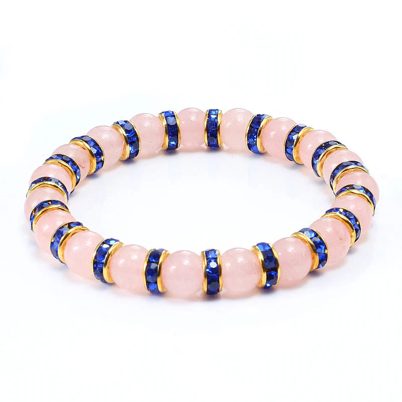Hemasa  Natural Stone  Stretchable Bracelet / Pink Crystal Stone For Women