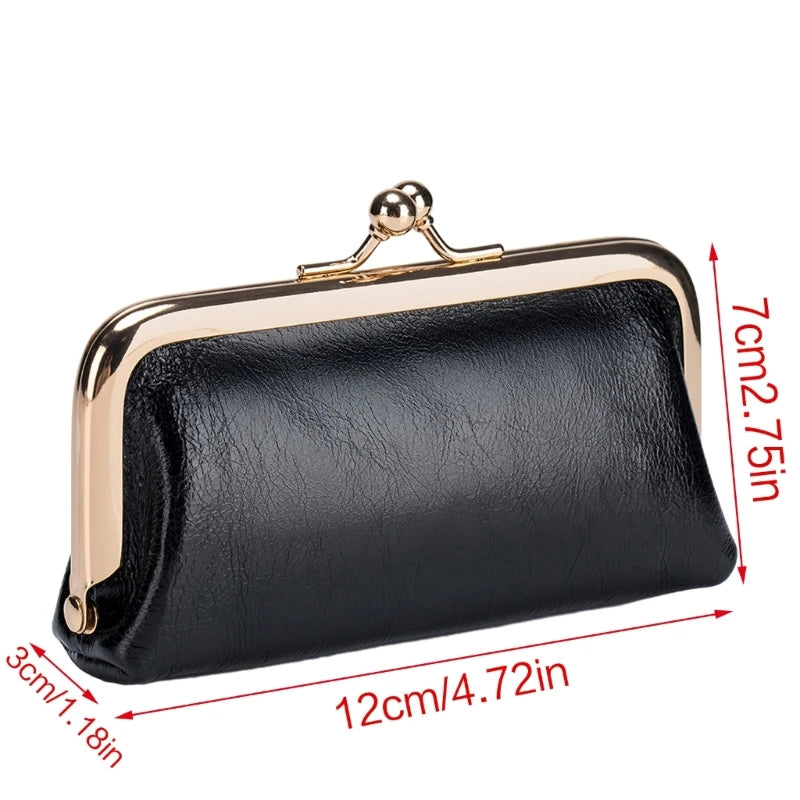 Coin Purse Bifold Lipstick Pack Change Pouch for Women Small Wallets Fashion Lady Purse Kiss Lock Wallets Vintage Clutch 517D