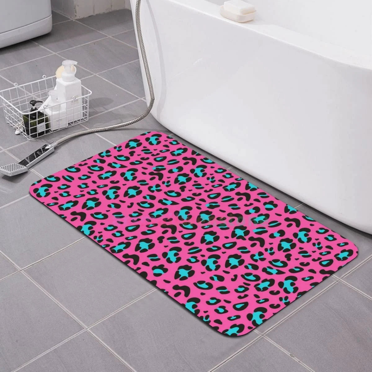 Leopard Print Diatom mud cushion absorbent quick drying mat bathroom door mat toilet diatomaceous earth non-slip foot mat